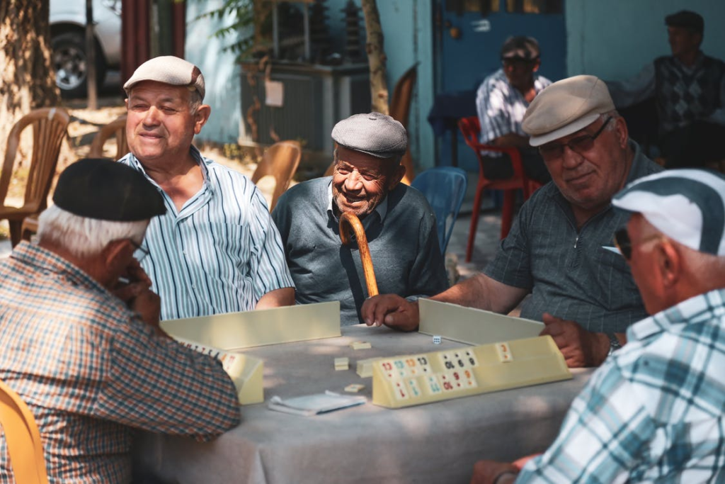 A group of seniors playing a game together.