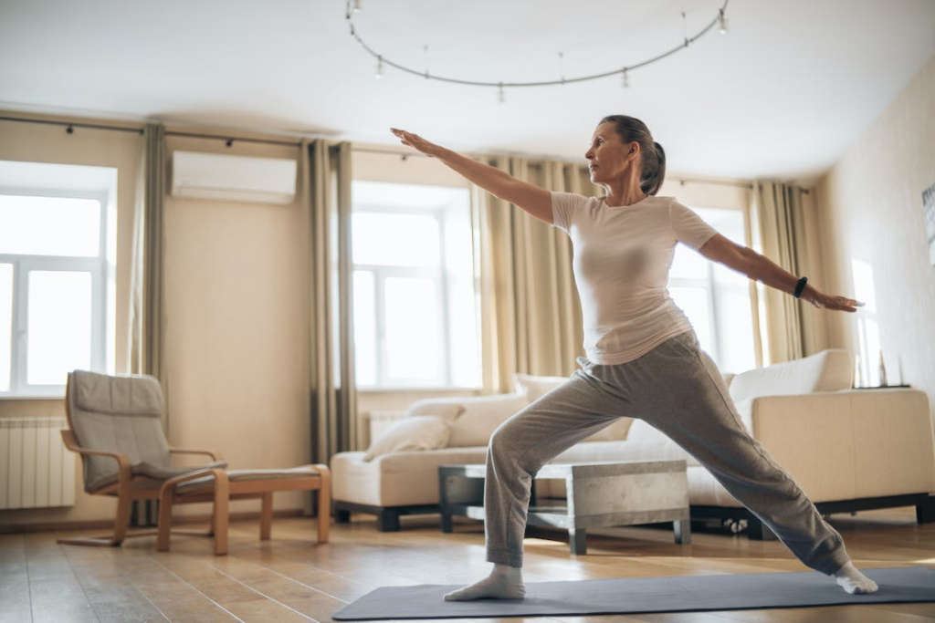 A senior doing exercise.