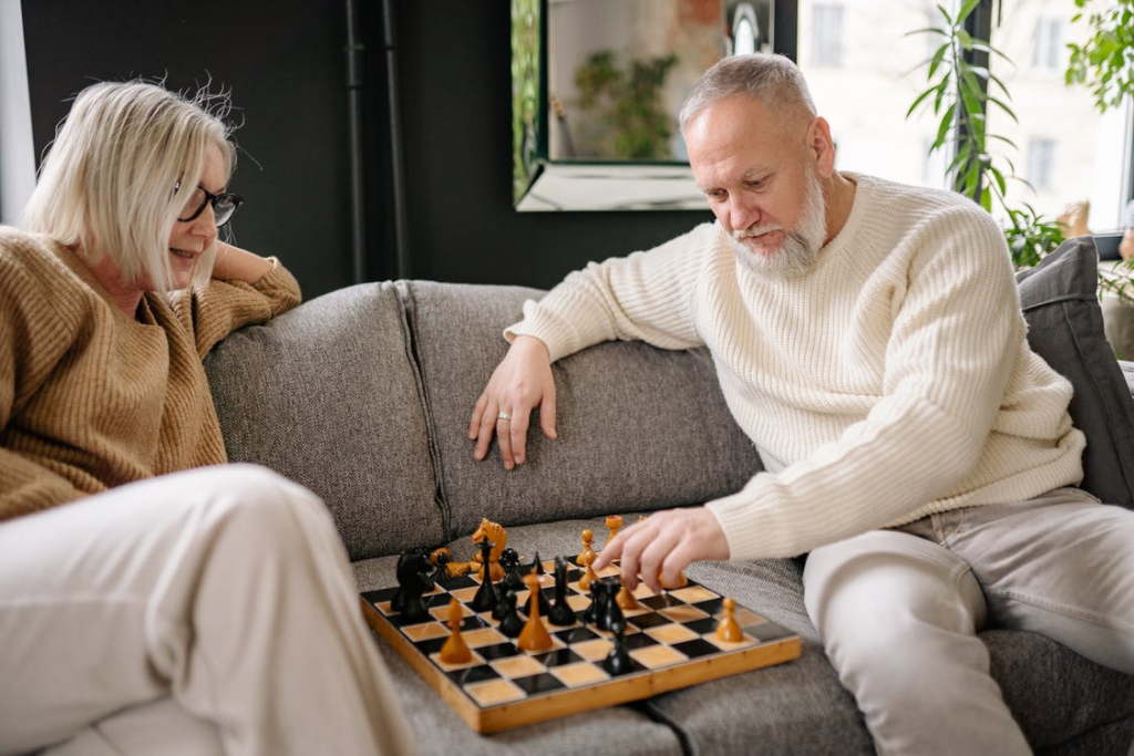 Seniors playing chess.