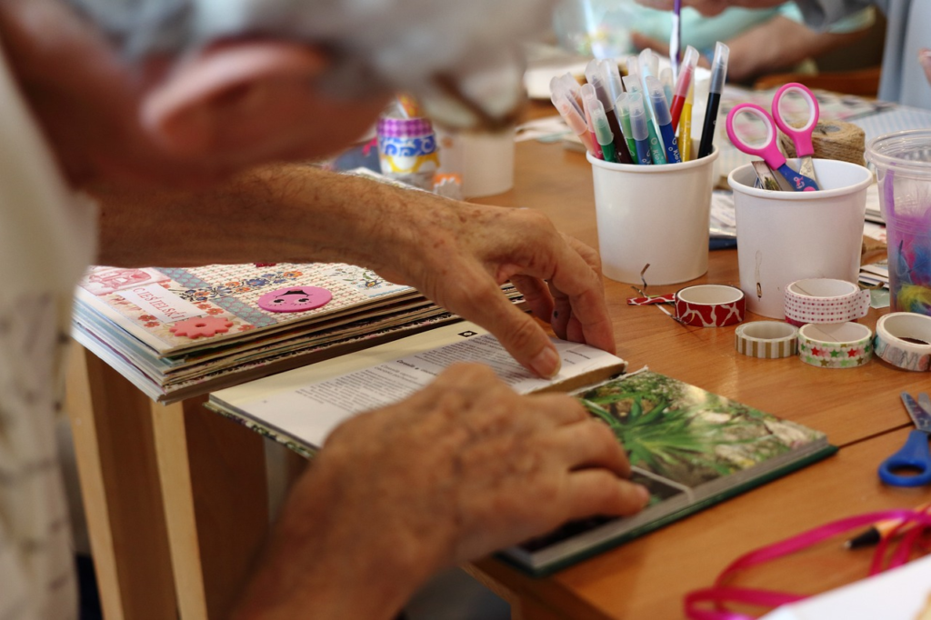 A senior working on a craft project