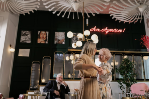 A pair of seniors dancing together