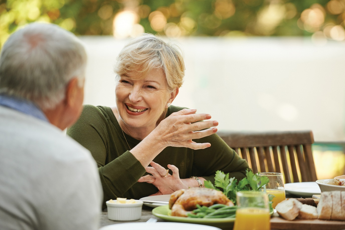 A senior enjoying a farm-fresh meal