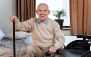 senior sitting on a couch