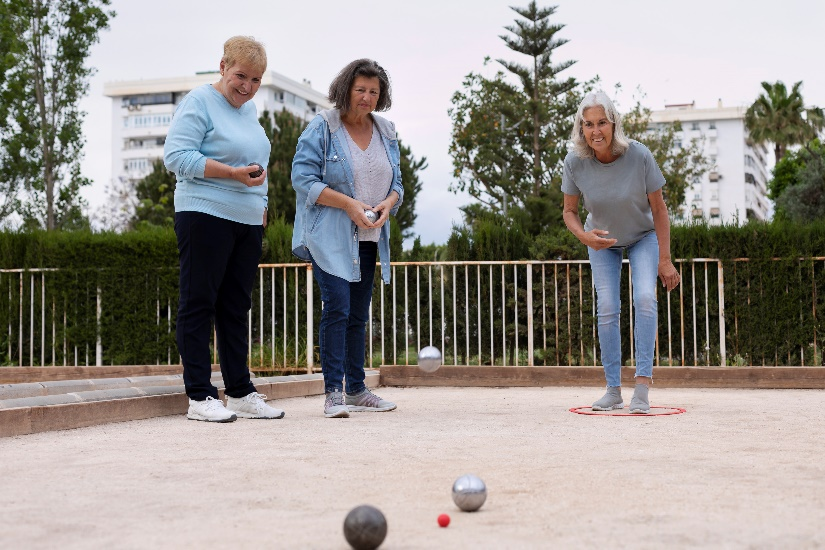 three seniors playing a game