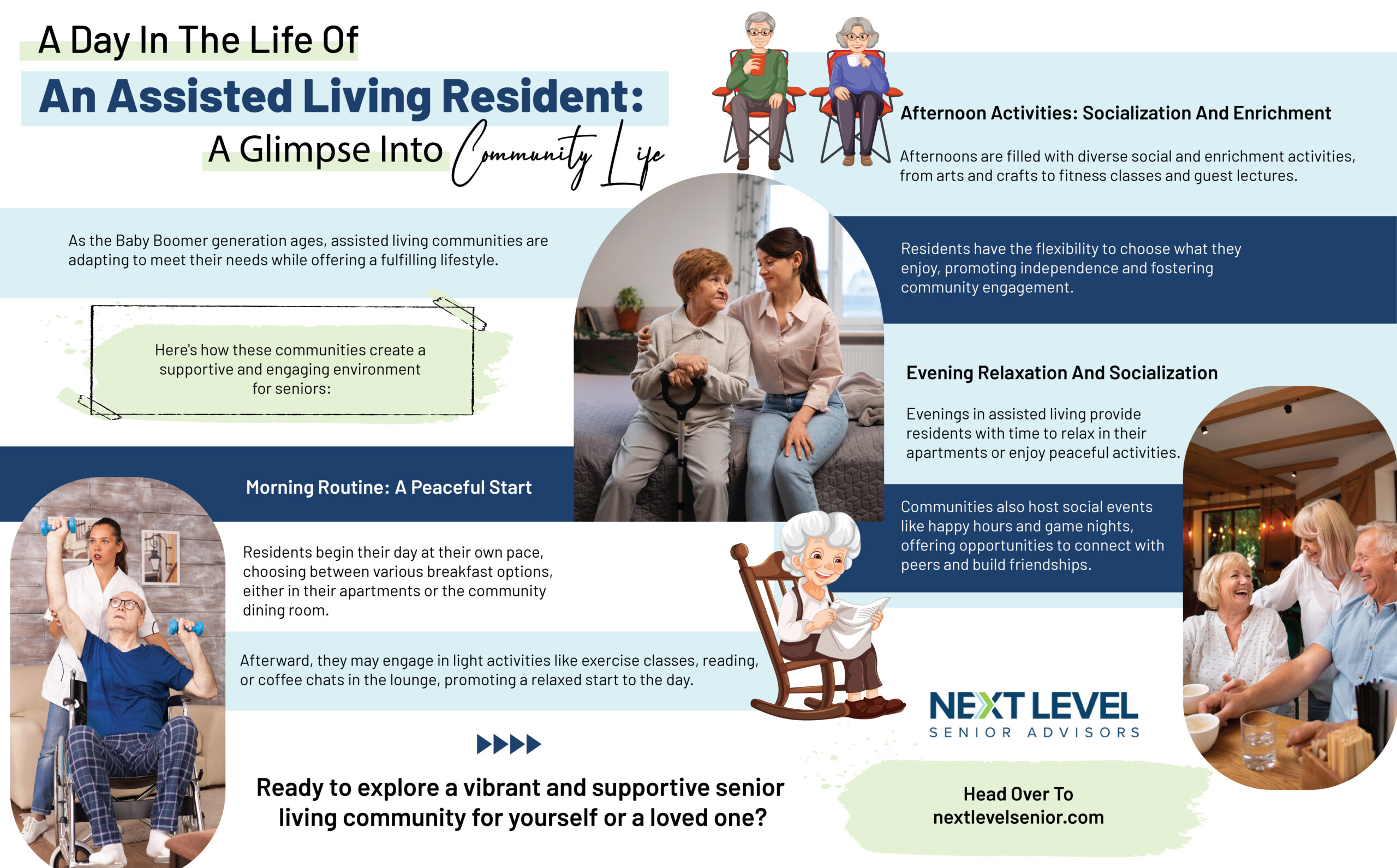 A Day in the Life of an Assisted Living Resident: A Glimpse into Community Life-INFOGRAPHIC