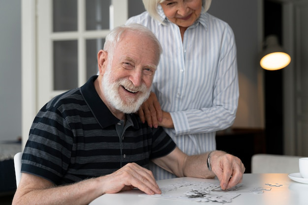 A happy senior with their caregiver