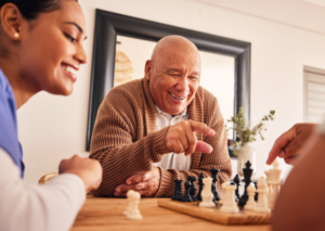 A group of seniors playing chess